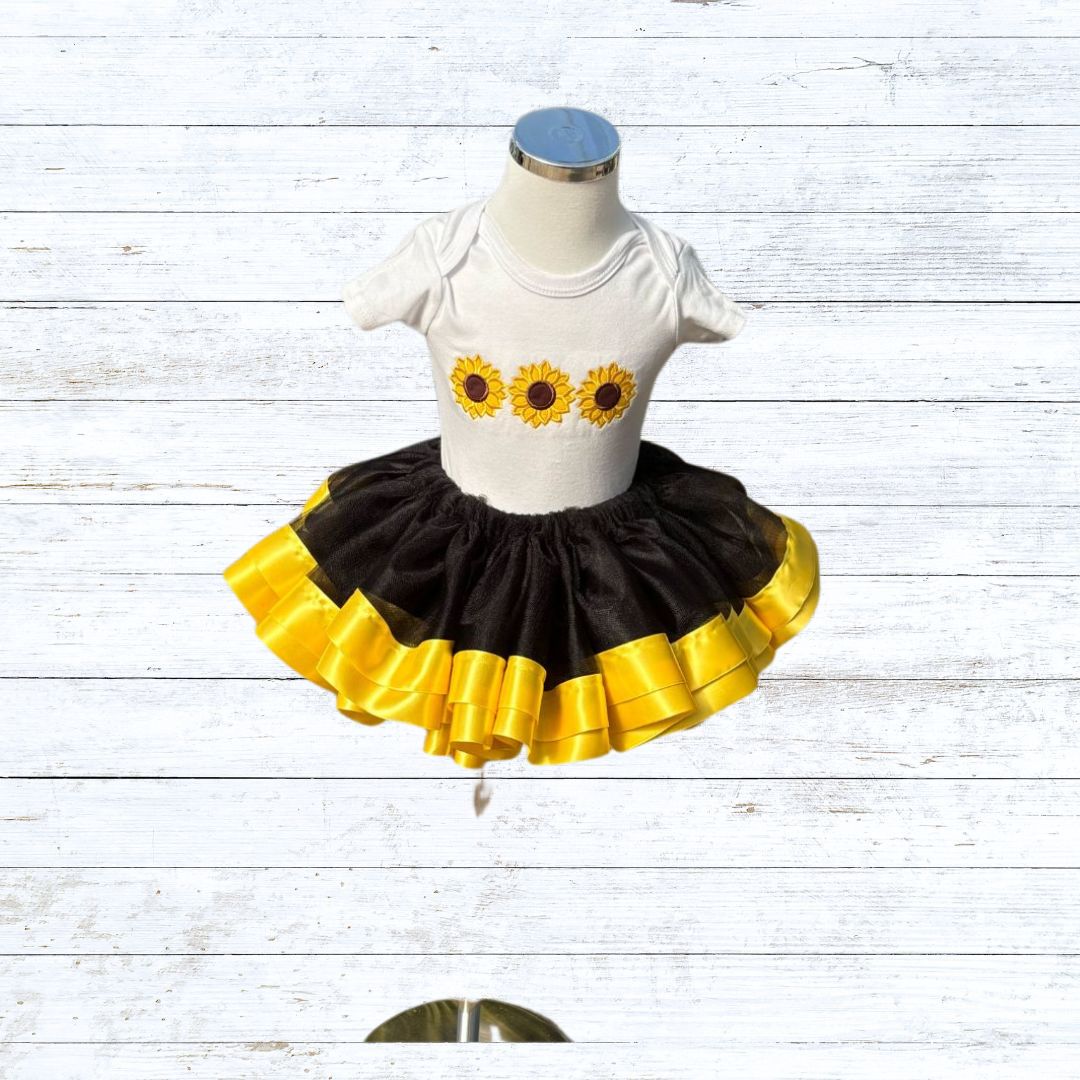 Personalised girls sunflower birthday  tutu outfit