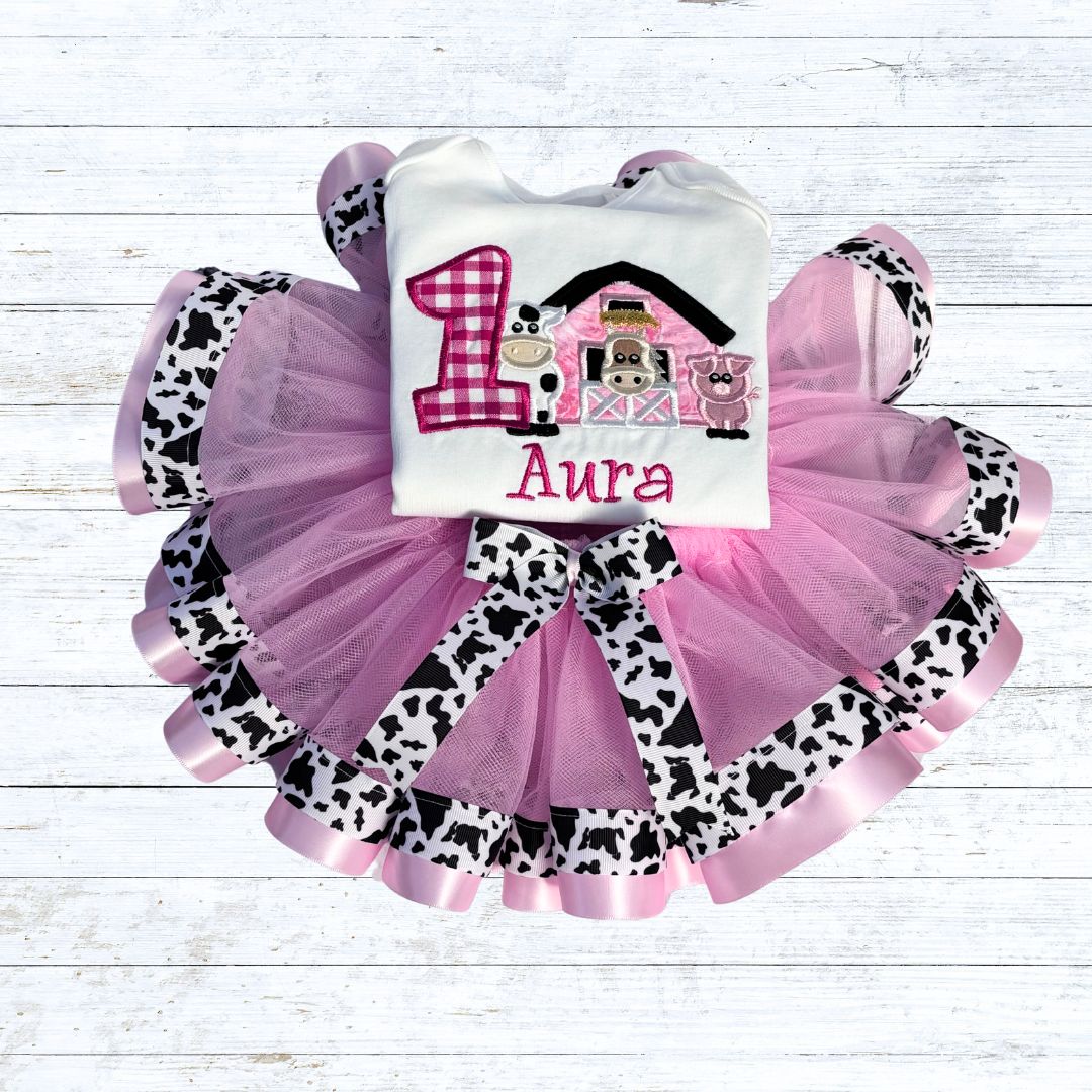 Personalised girls barnyard birthday outfit