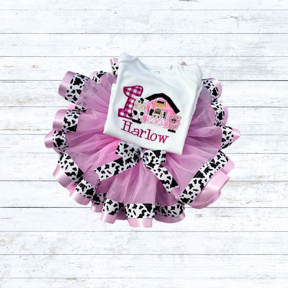Personalised girls barnyard birthday outfit