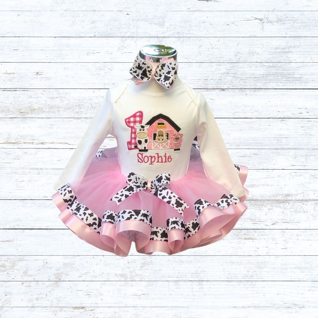 Personalised girls barnyard birthday outfit