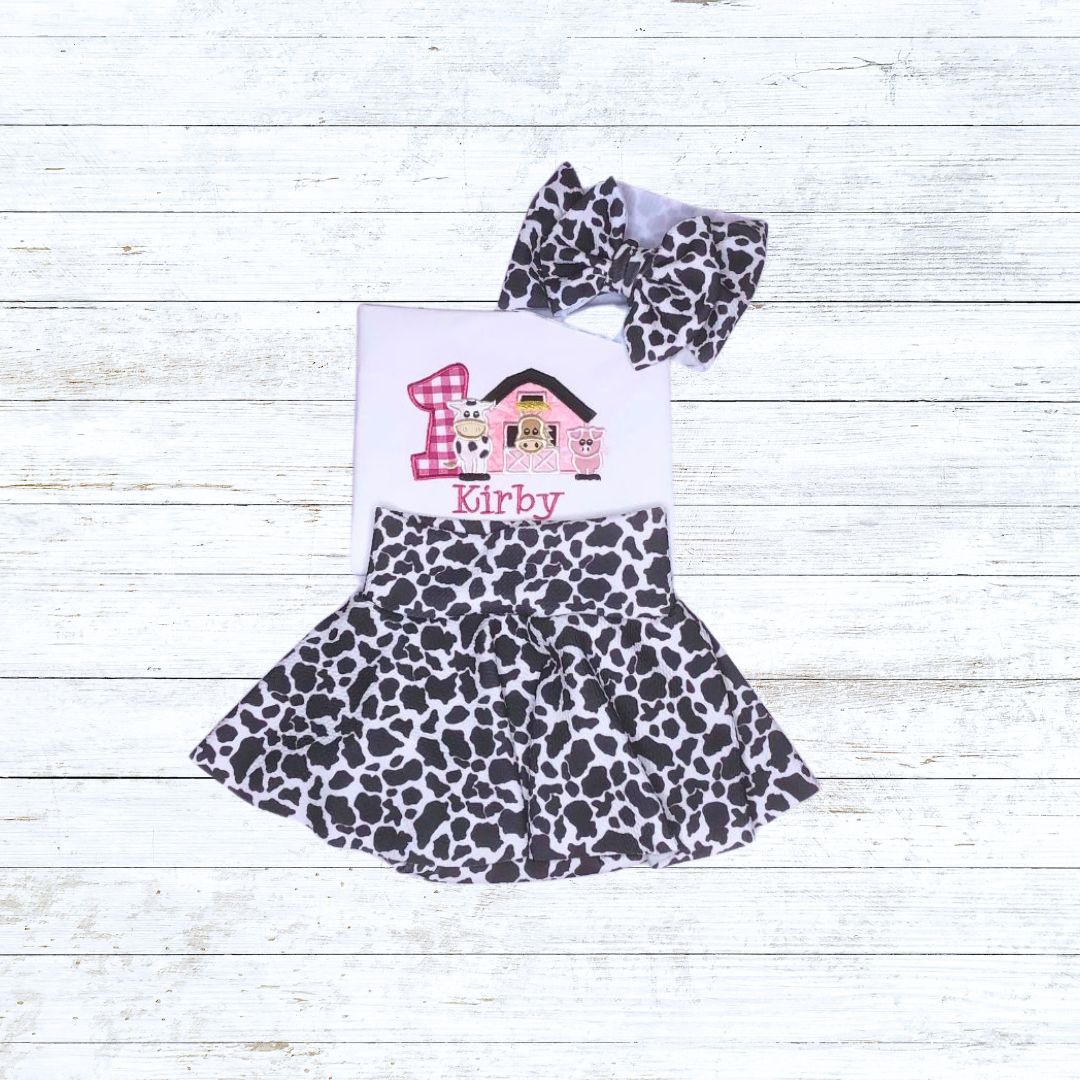 Girls barnyard Skirted bummies birthday outfit