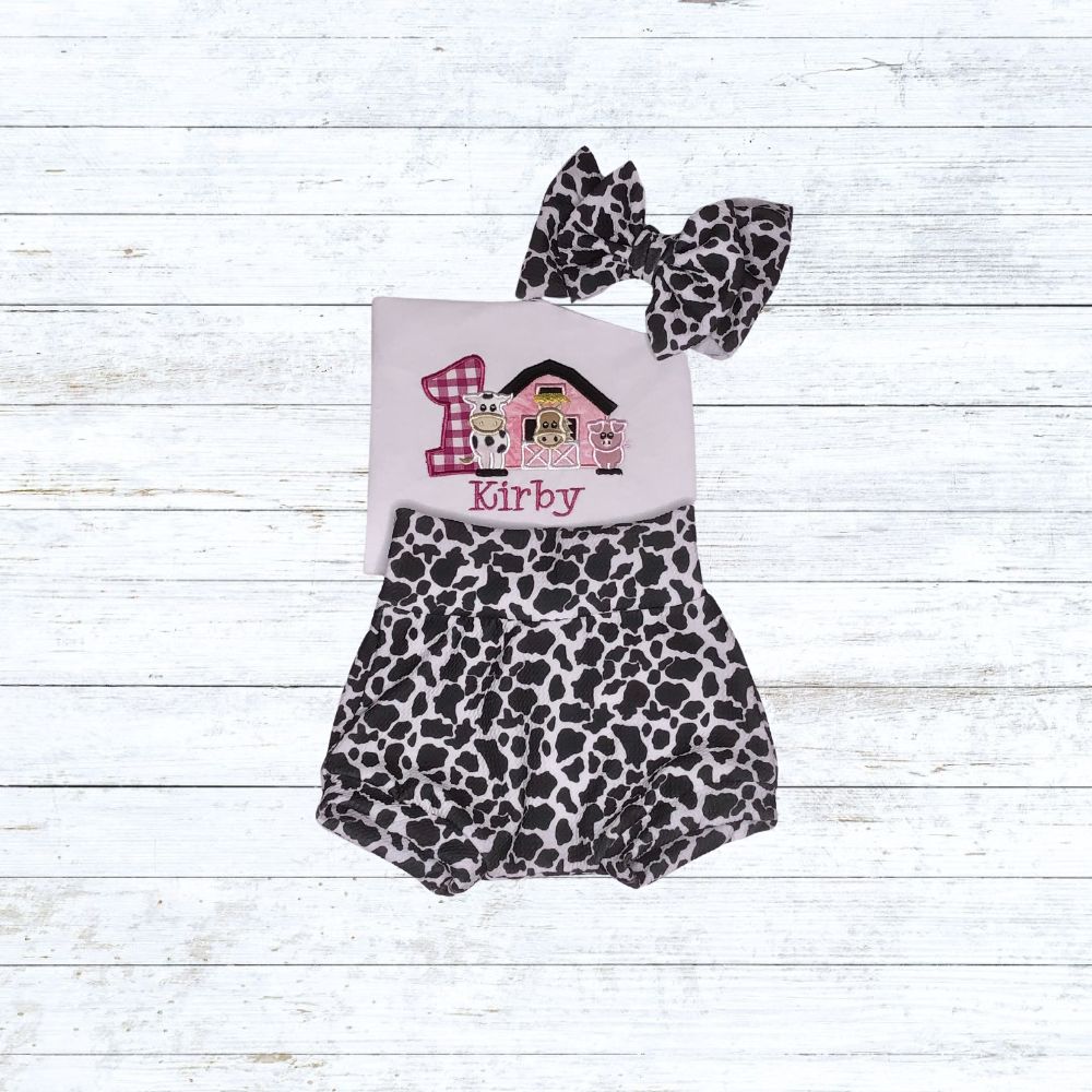 Girls barnyard  bummies birthday outfit