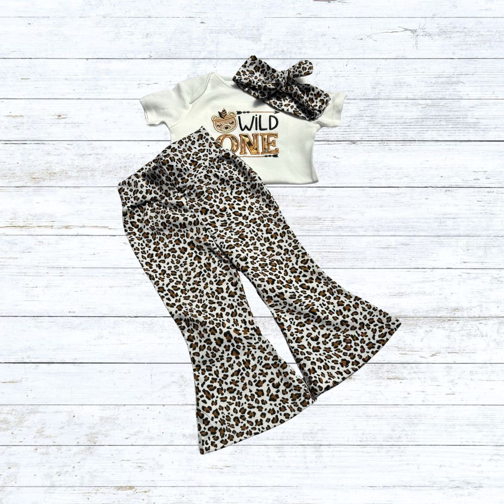 Girls wild one bell bottom birthday outfit