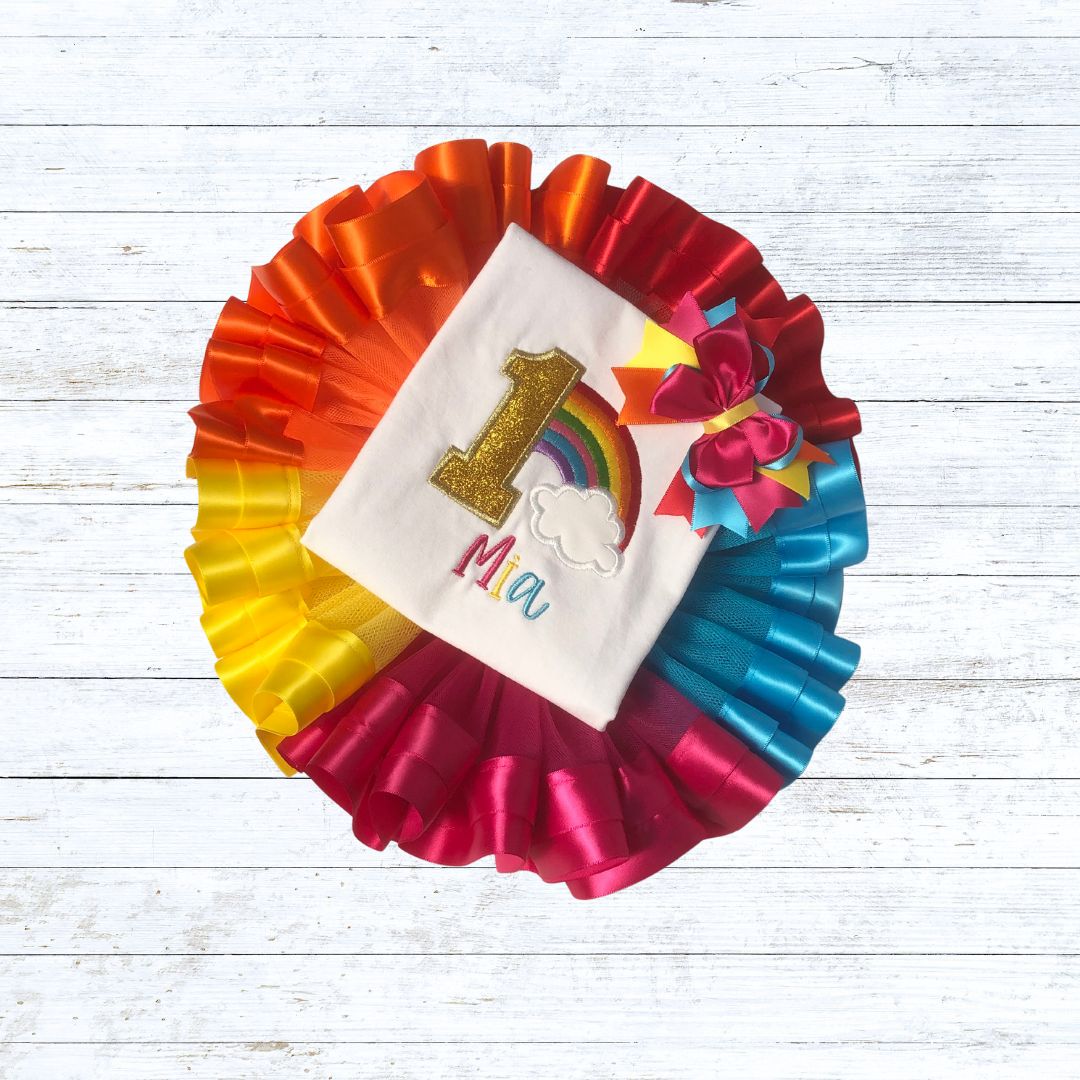 Personalised girls tutu rainbow birthday outfit