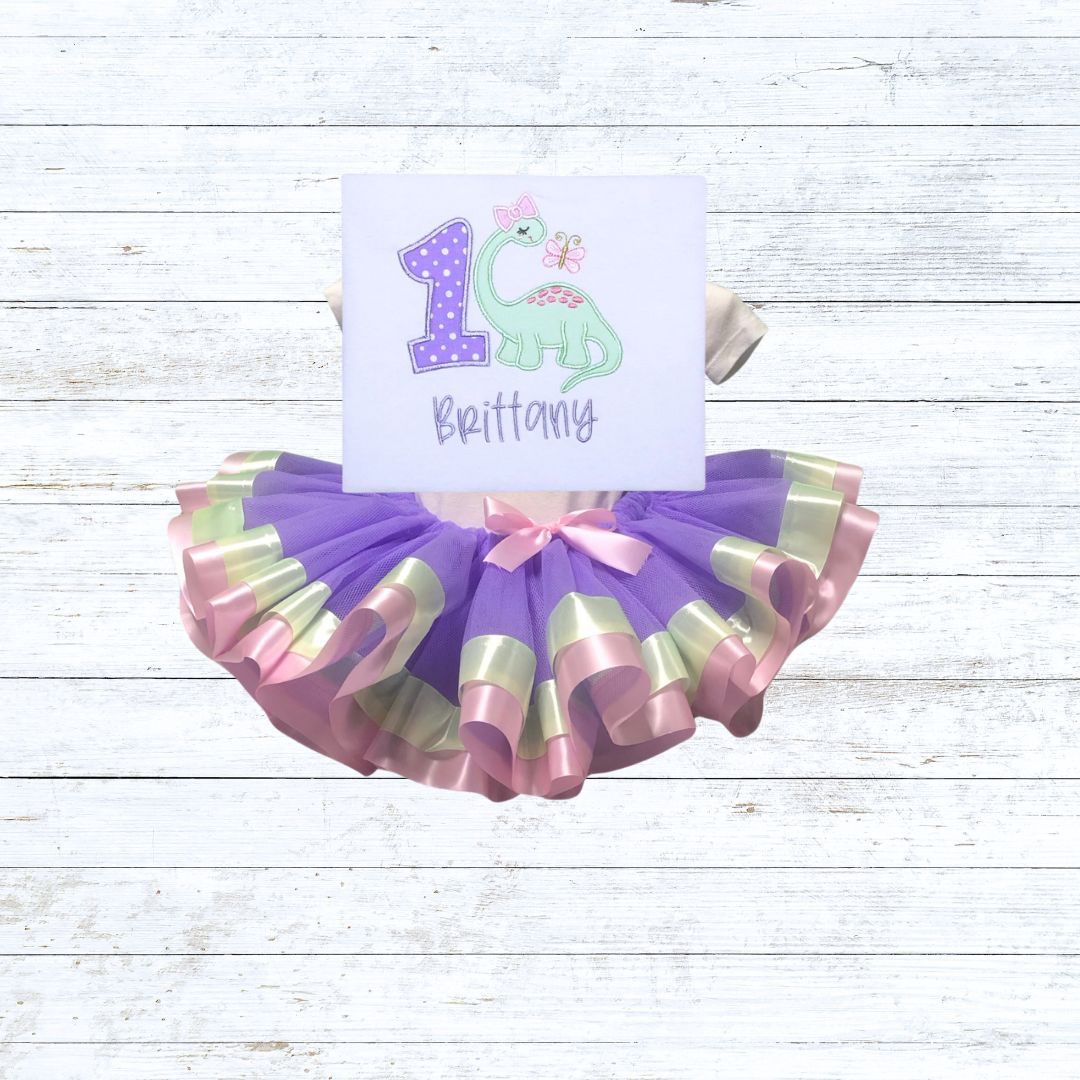 Personalised girls dinosaur birthday outfit