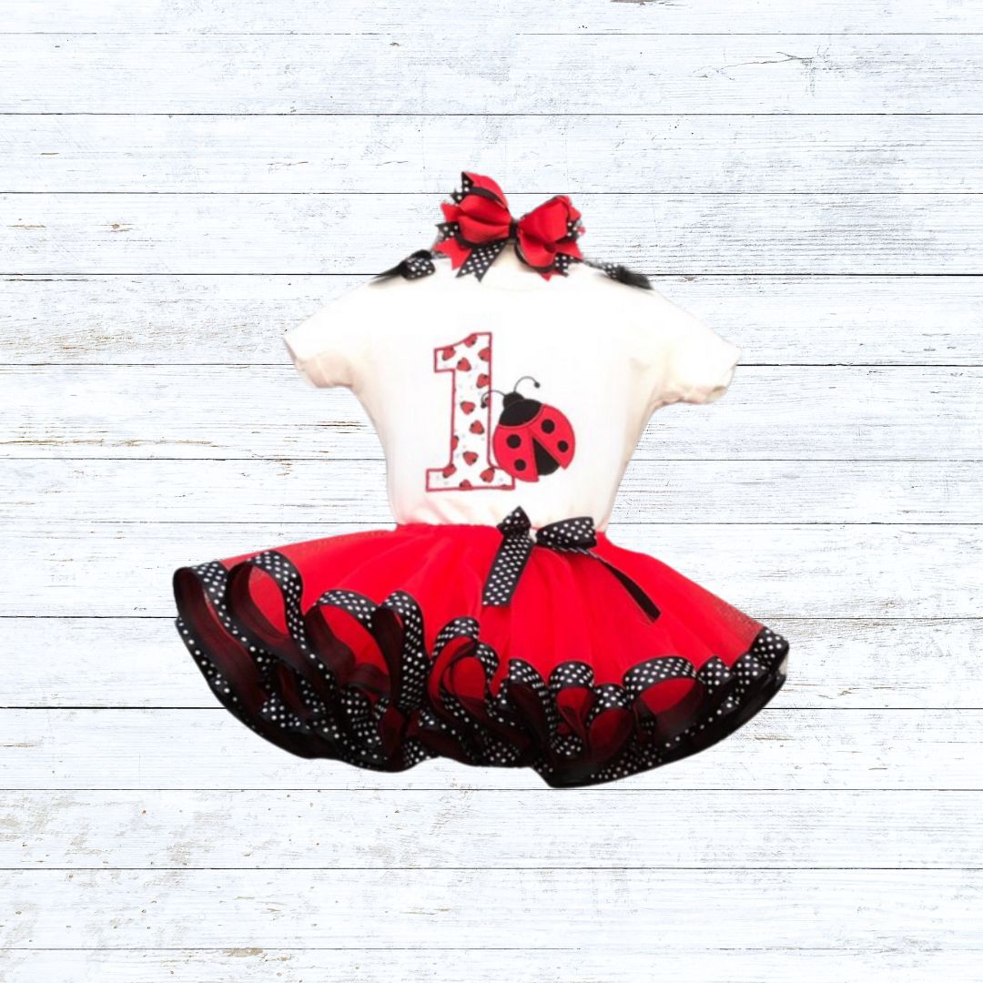 Personalised girls ladybird birthday outfit