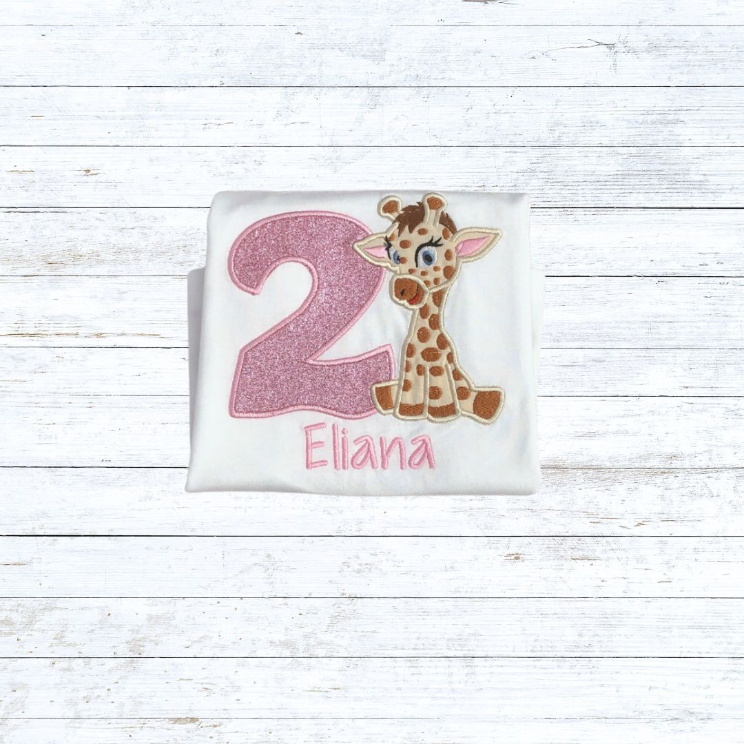 Girls giraffe birthday shirt