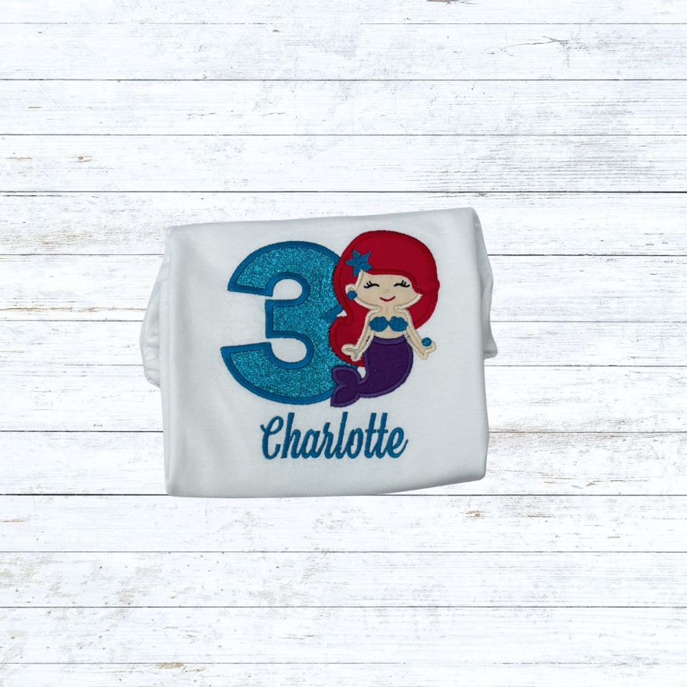 Girls mermaid birthday shirt - aqua