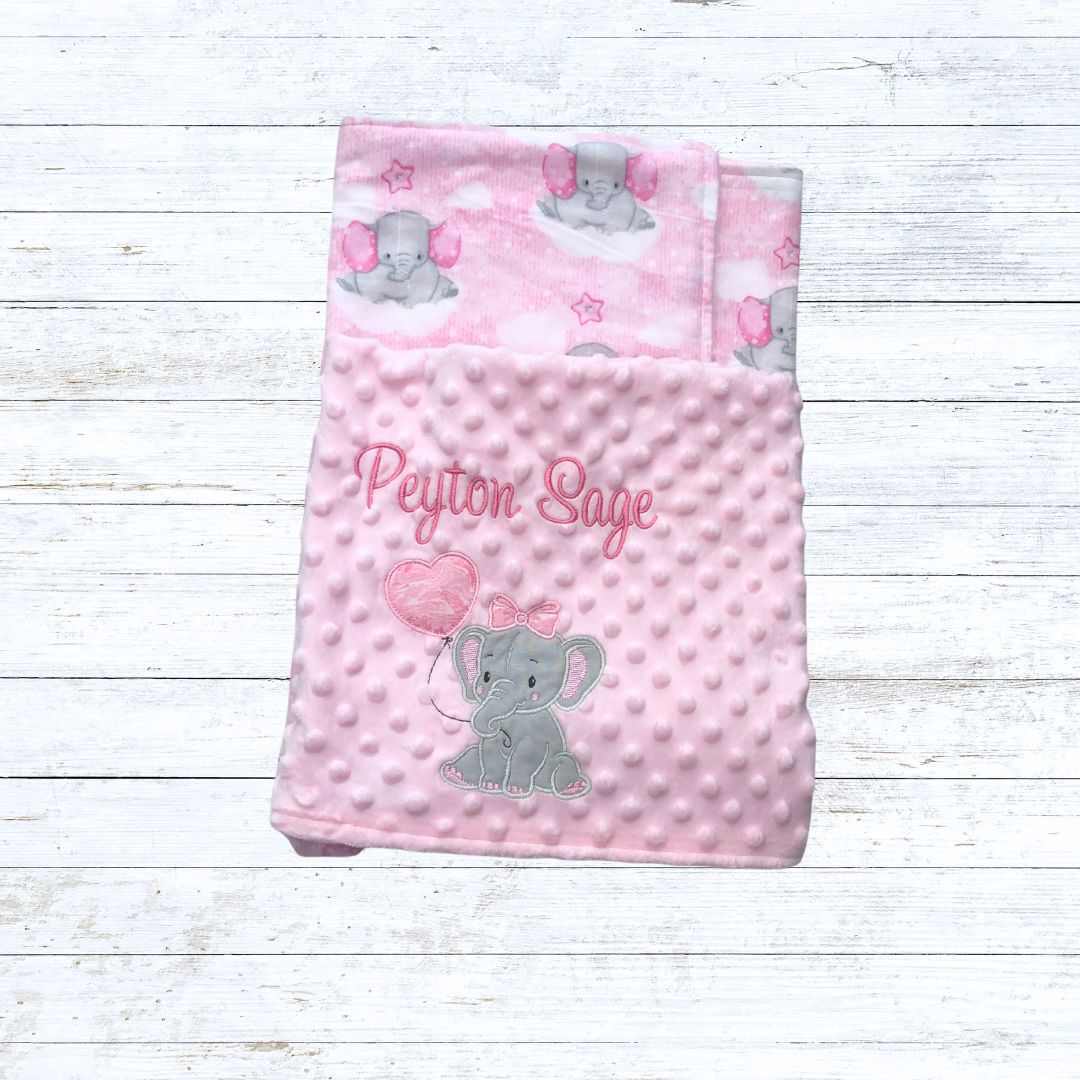 Personalised Minky blanket - Elephant