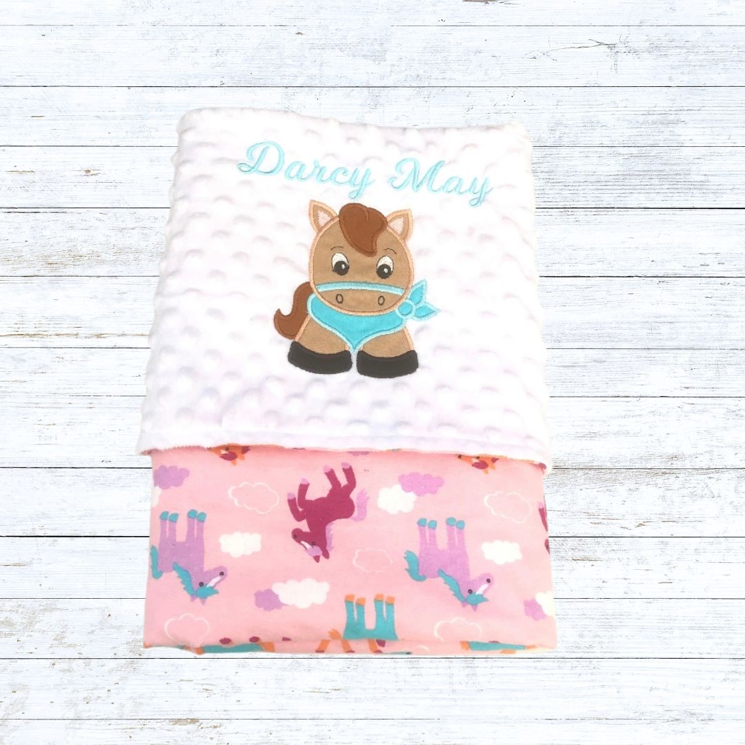 Personalised Minky blanket - Pony