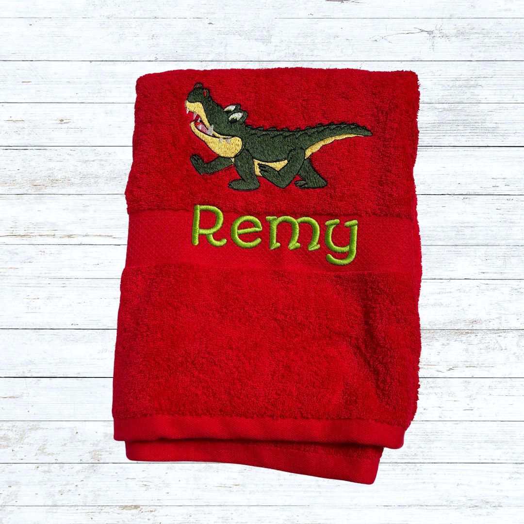 Personalised embroidered bath towels for kids - Crocodile
