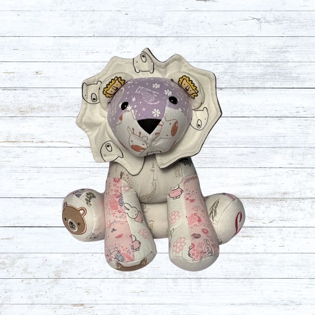 Memory bear made from baby clothing - Lion