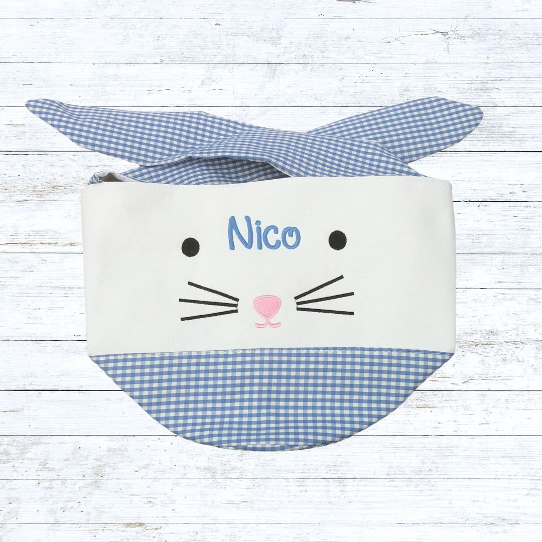 Personalised gingham Easter bunny basket