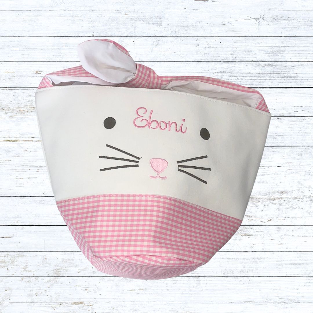 Personalised gingham Easter bunny basket
