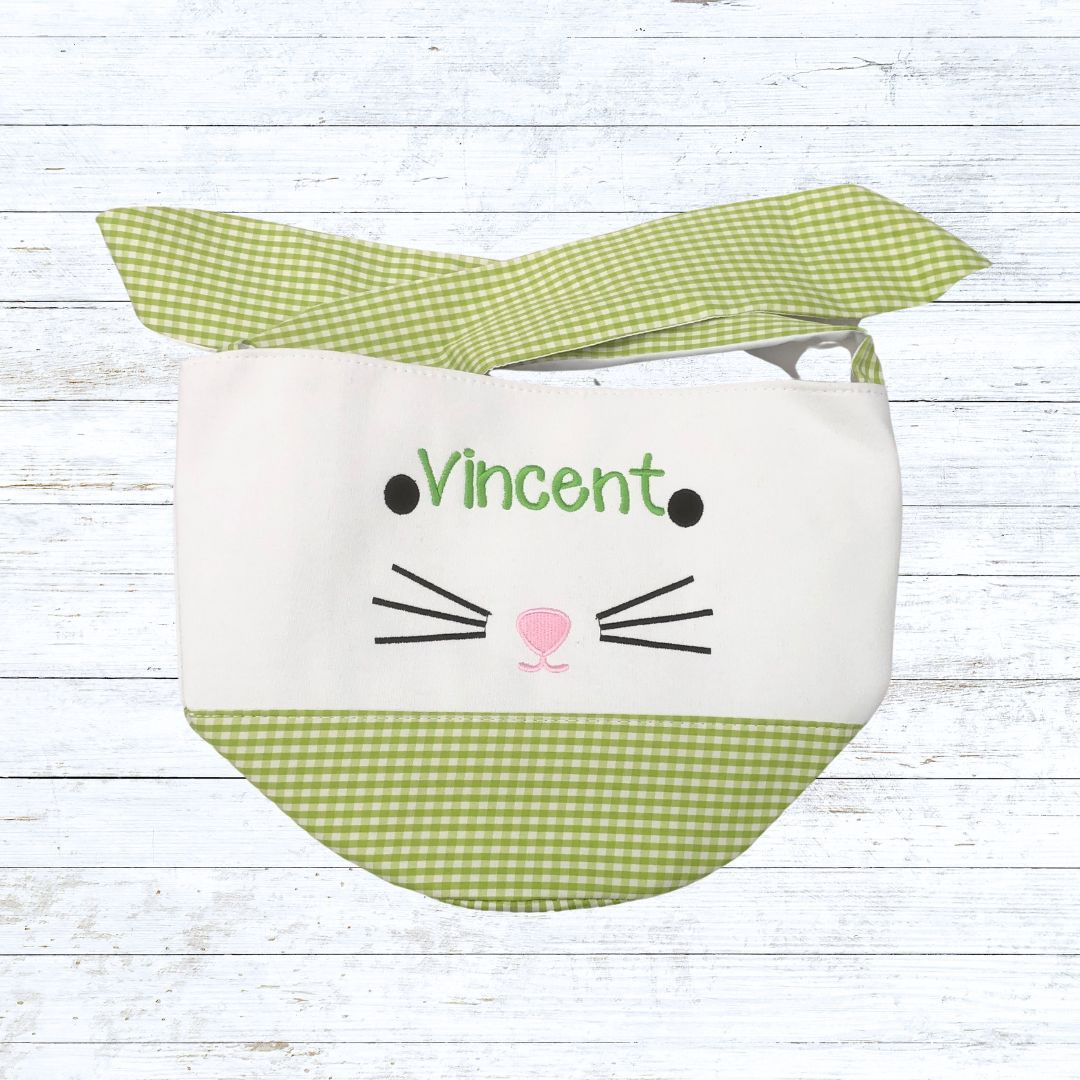 Personalised gingham Easter bunny basket