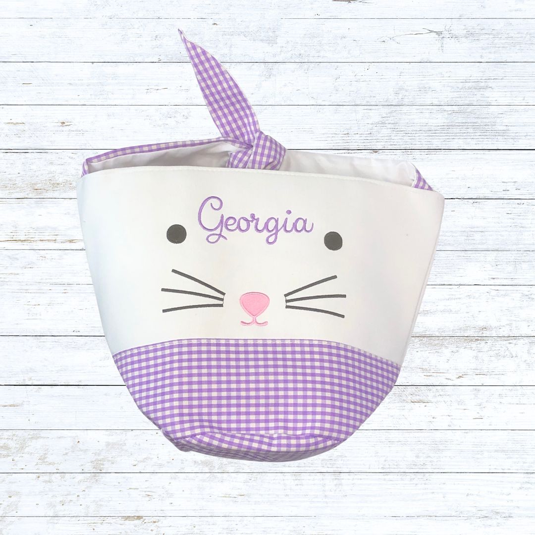 Personalised gingham Easter bunny basket