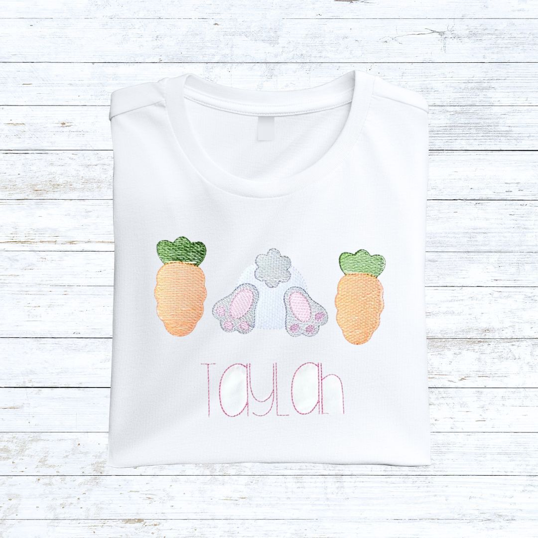 Personalised bunny tail easter shirt girl