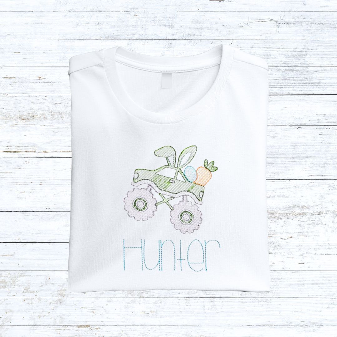 Personalised monster truck easter shirt 