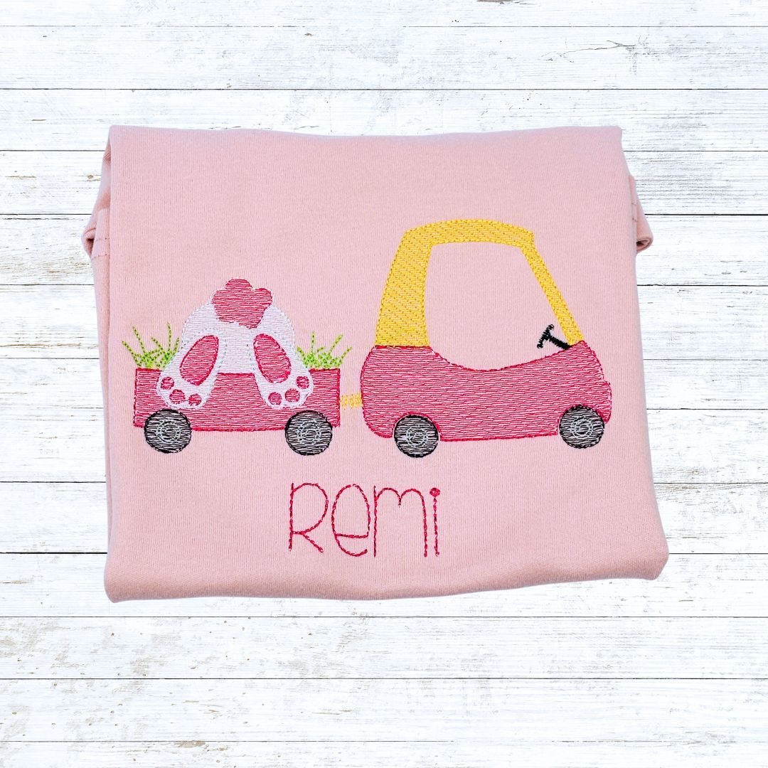 Easter shirt - bunny in buggy