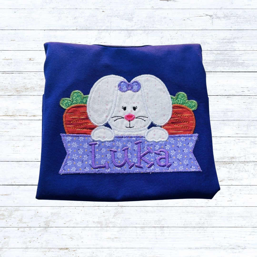 Easter shirt - Bunny and name banner girl
