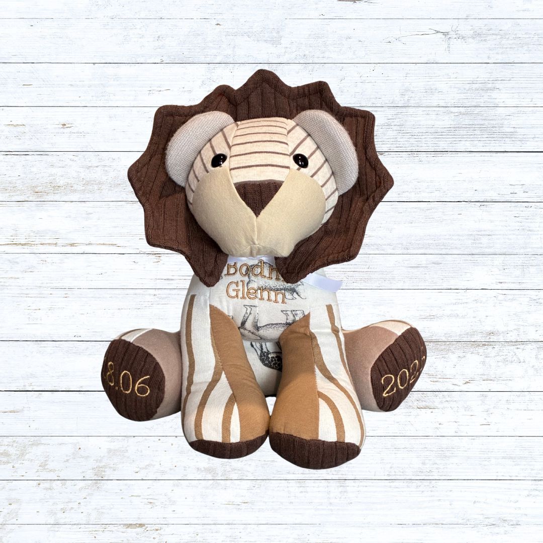 Memory bear made from baby clothing - Lion