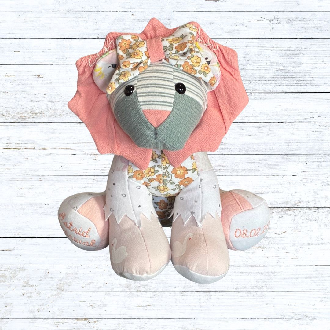 Memory bear made from baby clothing - Lion