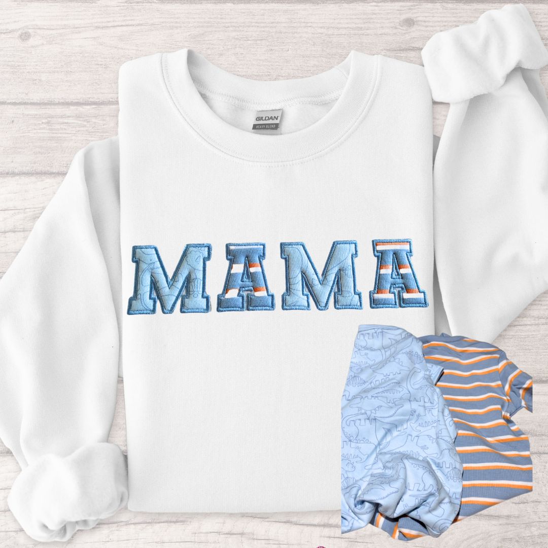 MAMA keepsake sweatshirt made from baby clothing