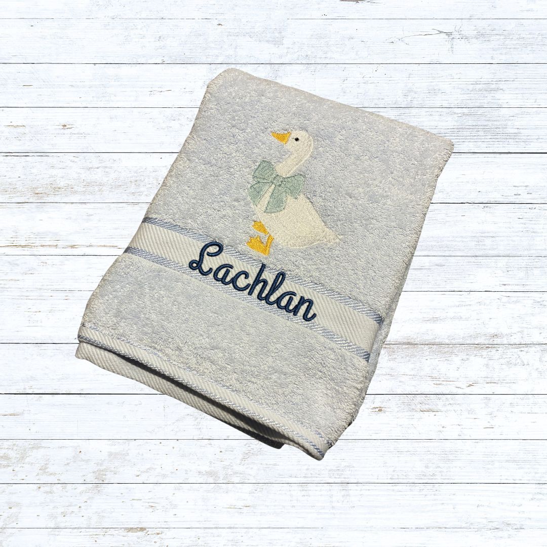 Personalised embroidered bath towels for kids - Goose