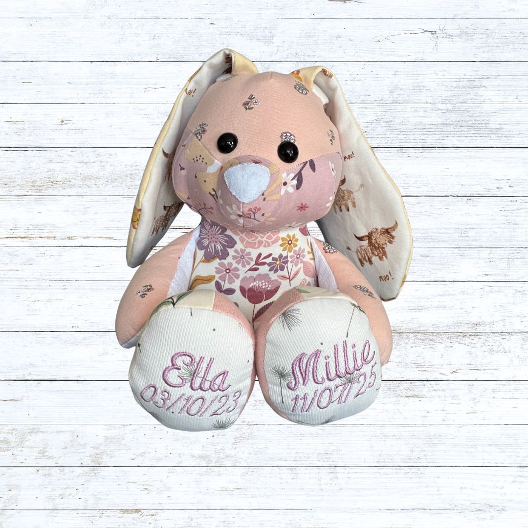 Memory bear made from baby clothing - Rabbit