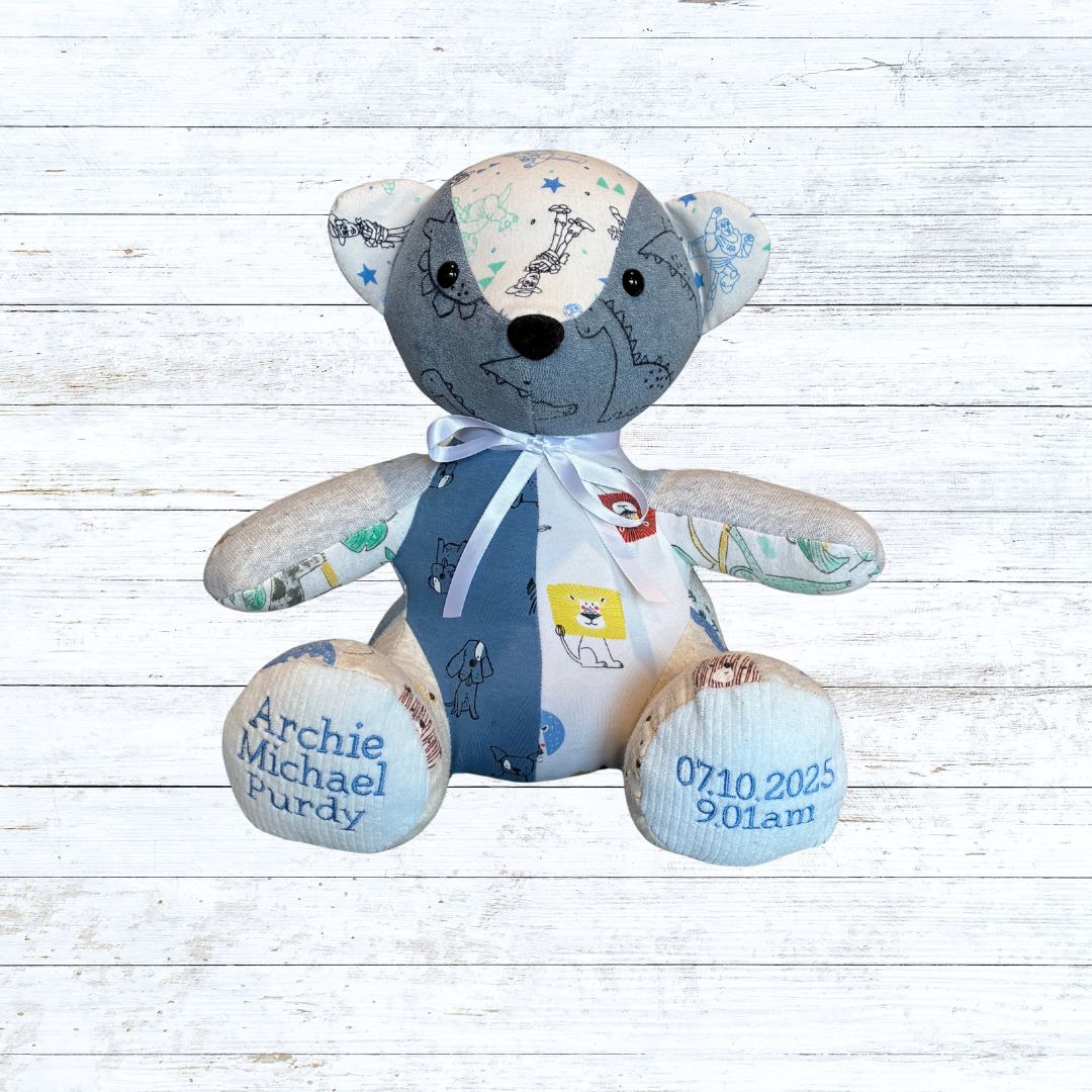 Memory bear made from baby clothing