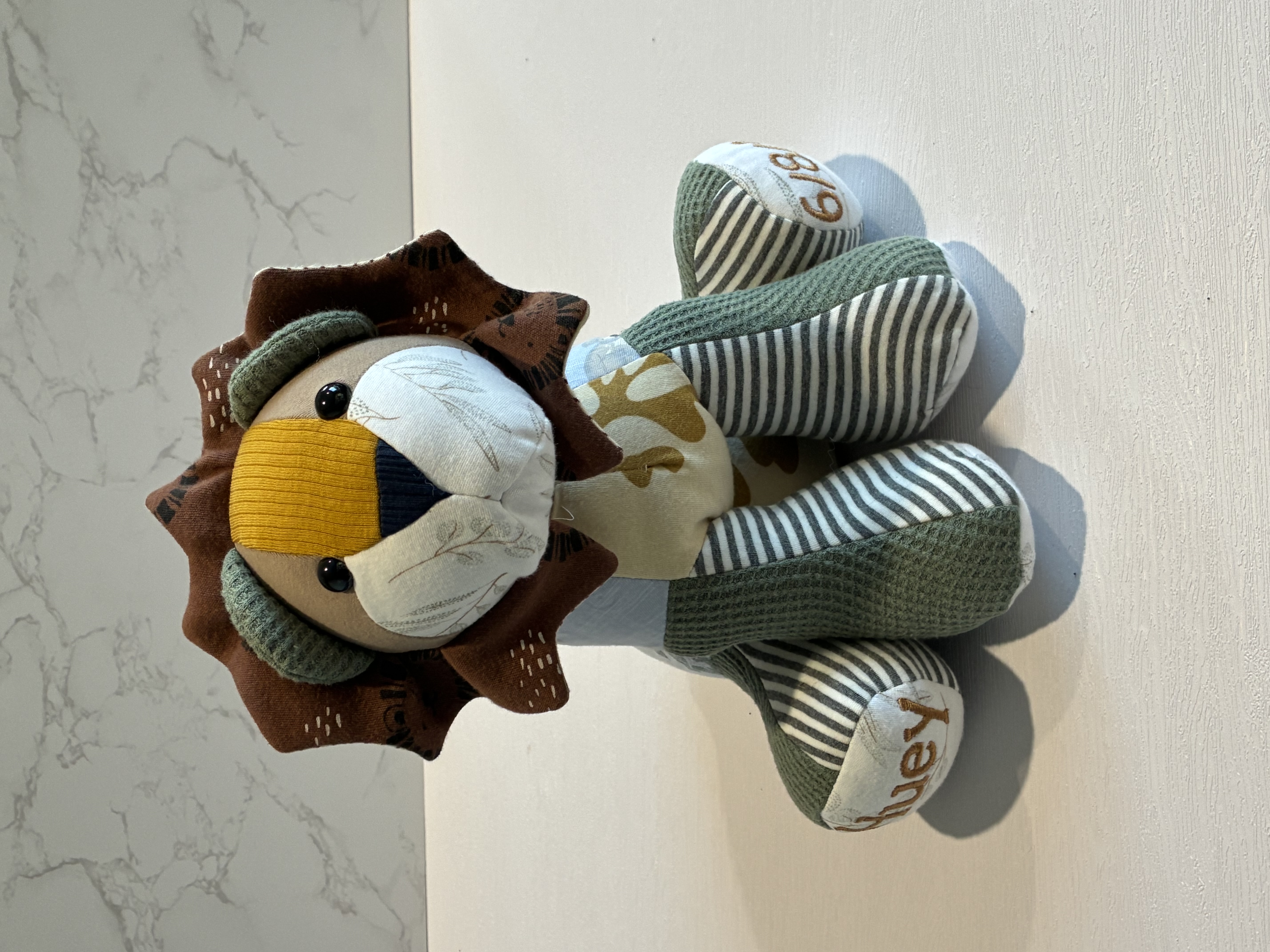 Memory bear made from baby clothing - Lion