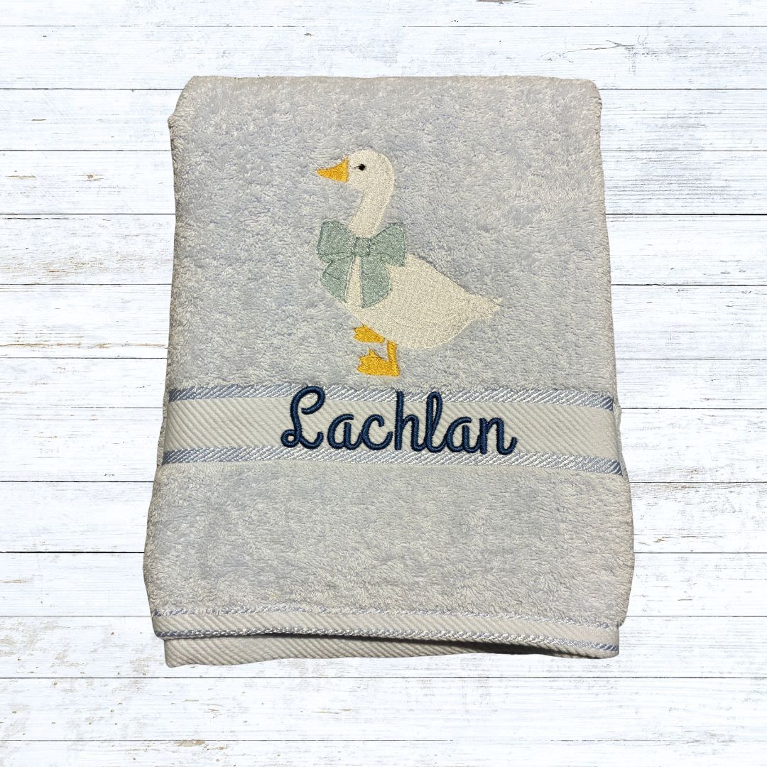 Personalised embroidered bath towels for kids - Goose
