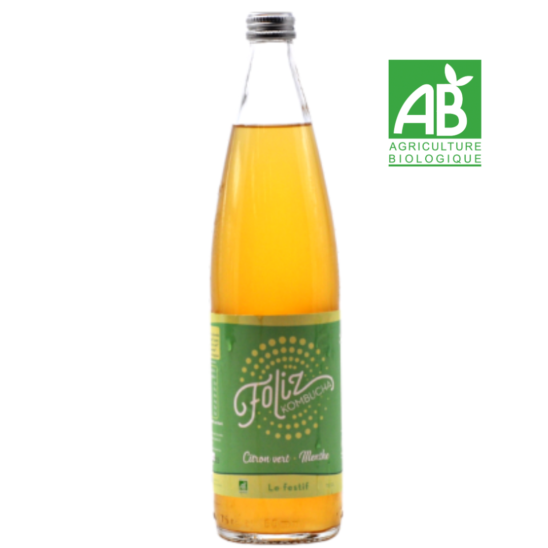 Foliz, Le festif, kombucha citron vert - menthe