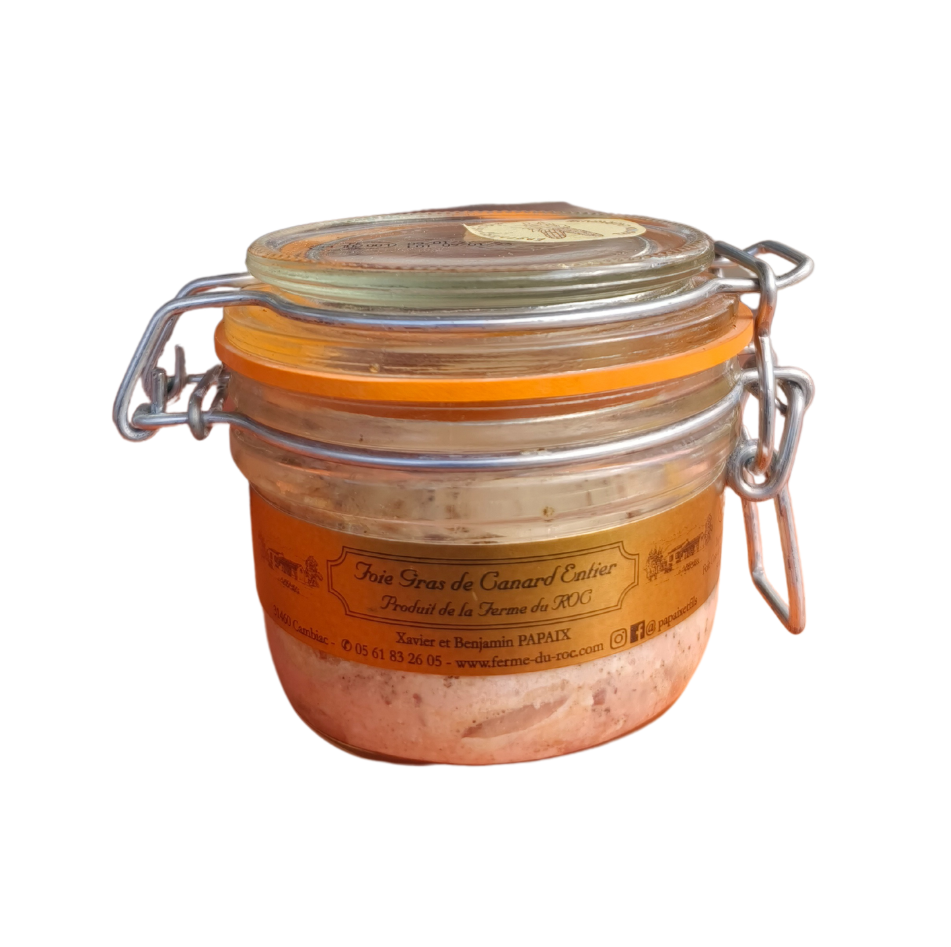 Bocal de foie gras de canard entier, Ferme du Roc, Xavier et Benjamin Papaix, 120g