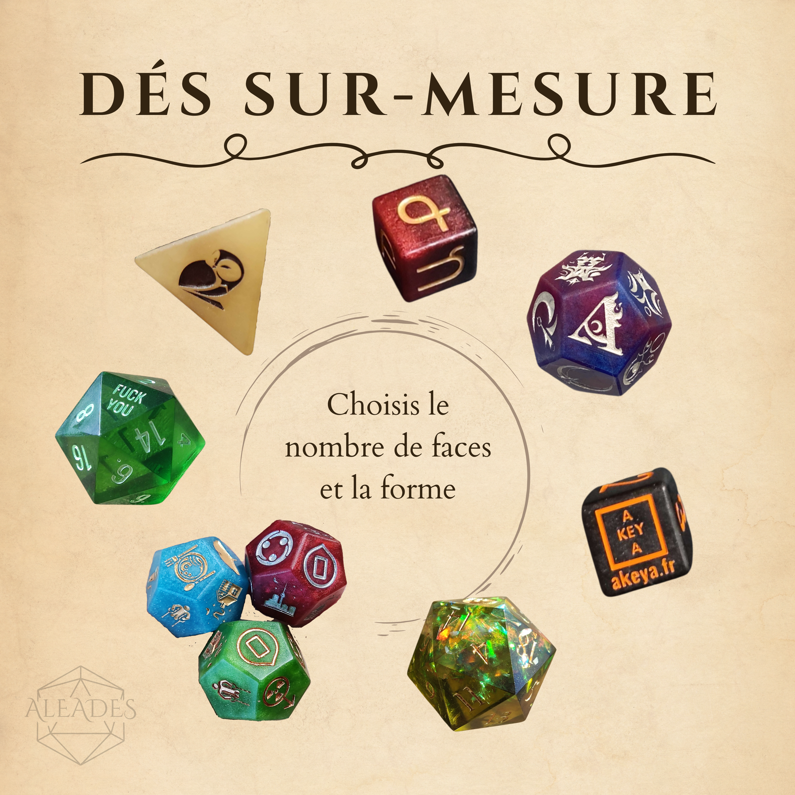 Dés personnalisés sur-mesure