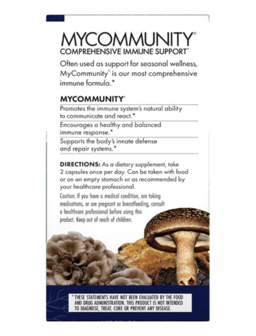 HOST DEFENSE MYCOMMUNITY 17 RŪŠIŲ GRYBIENOS FORMULĖ 60/120 vnt.