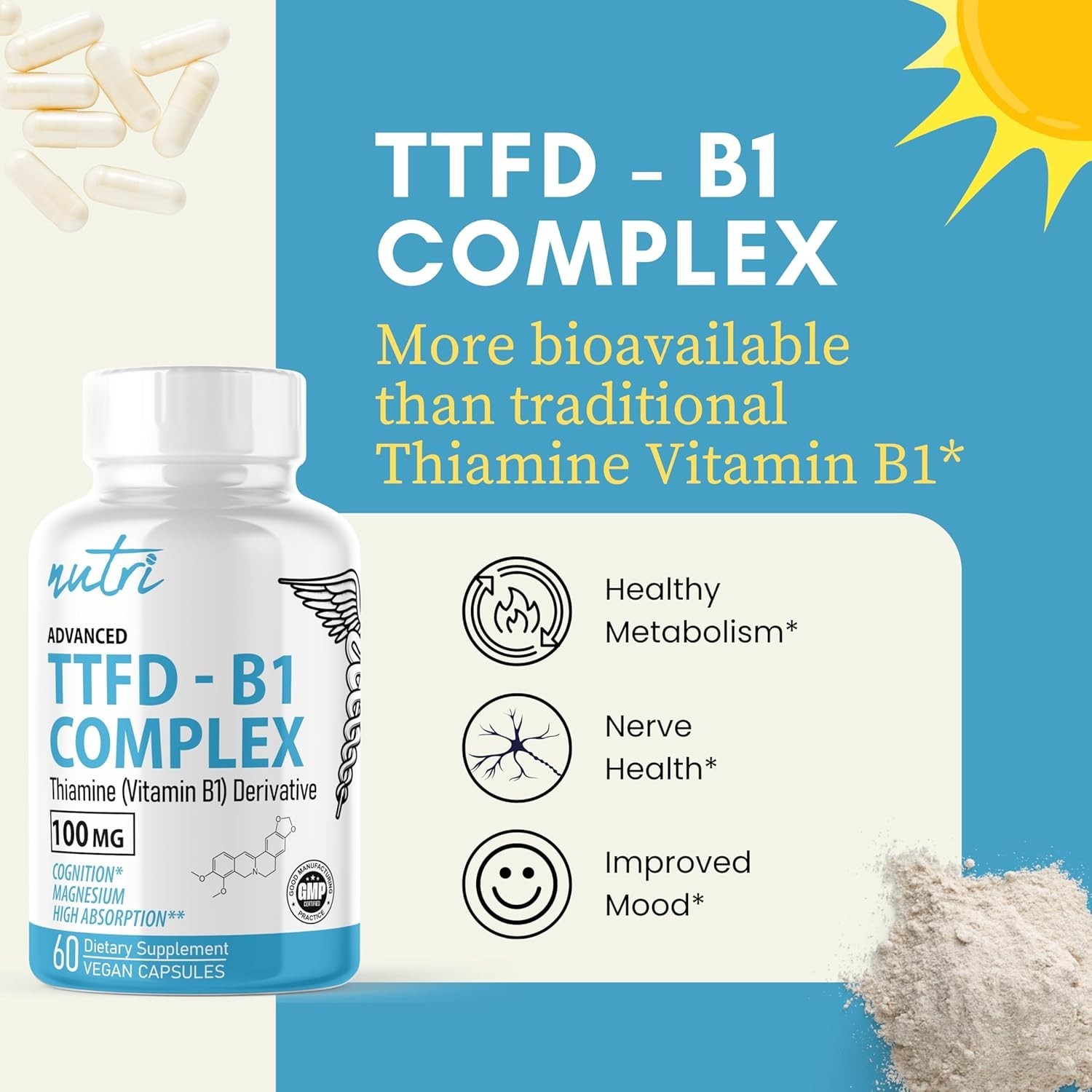 NUTRI B1 TIAMINO TTFD 100 mg KOMPLEKSAS