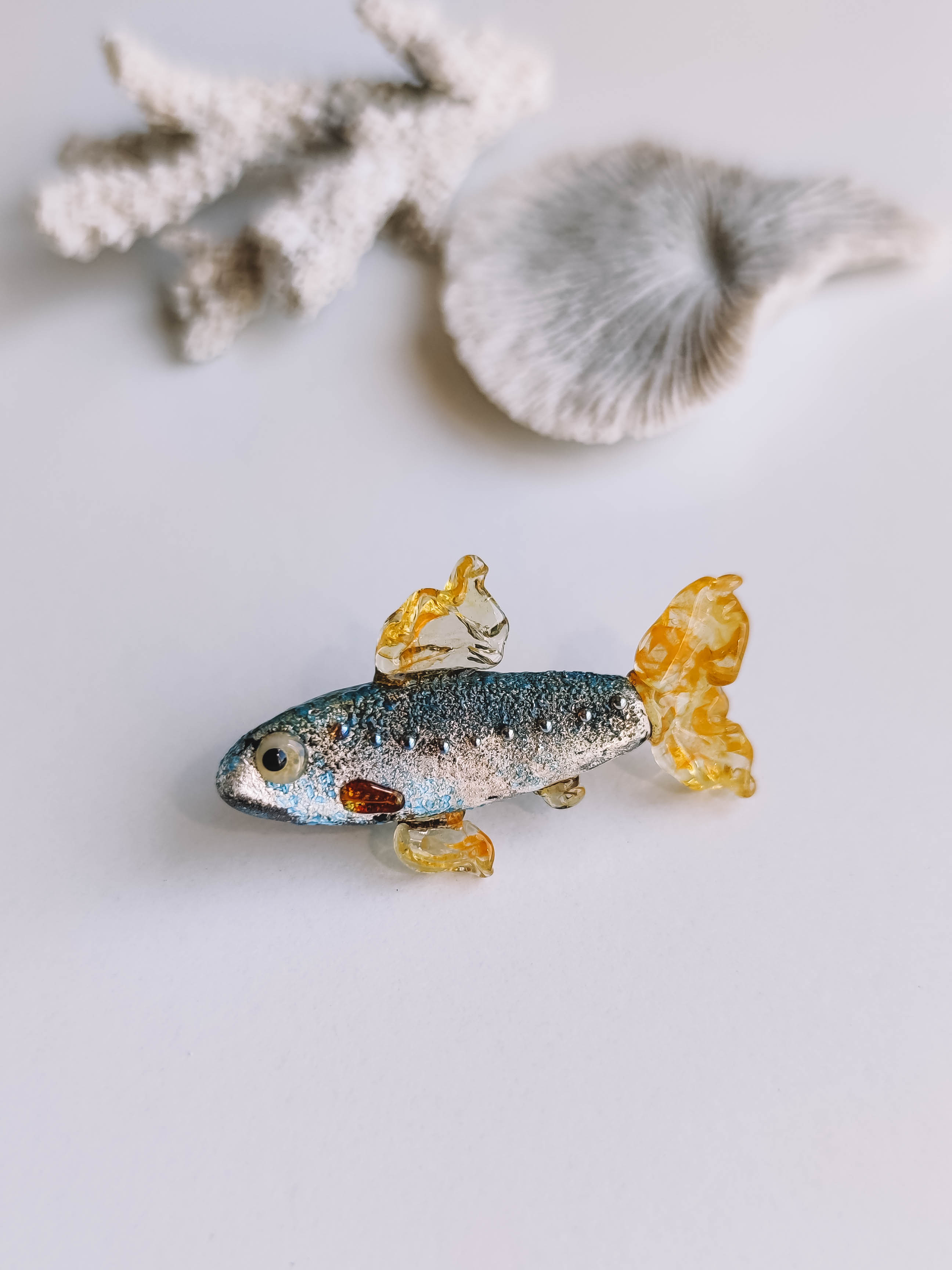 Fish badge brooch