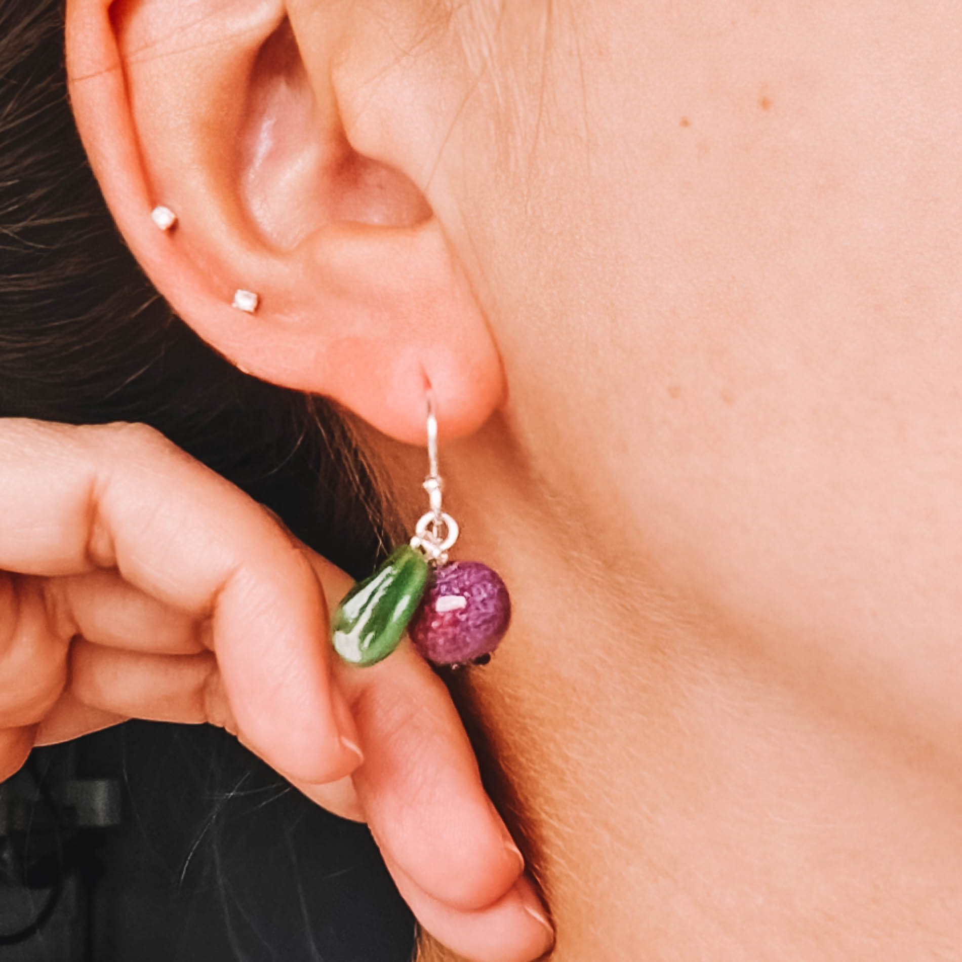 Blueberry wire earrings