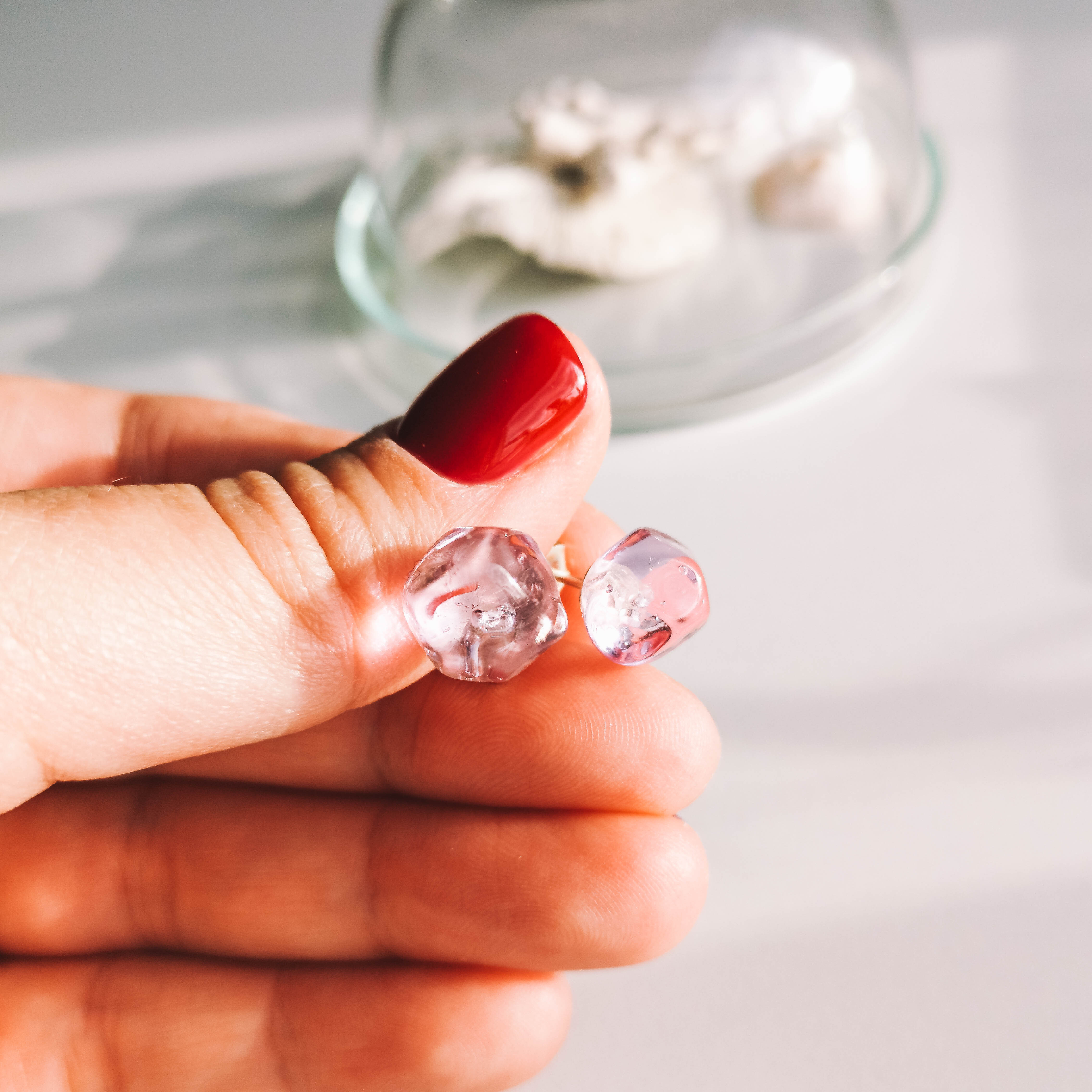 Glass ice earrings