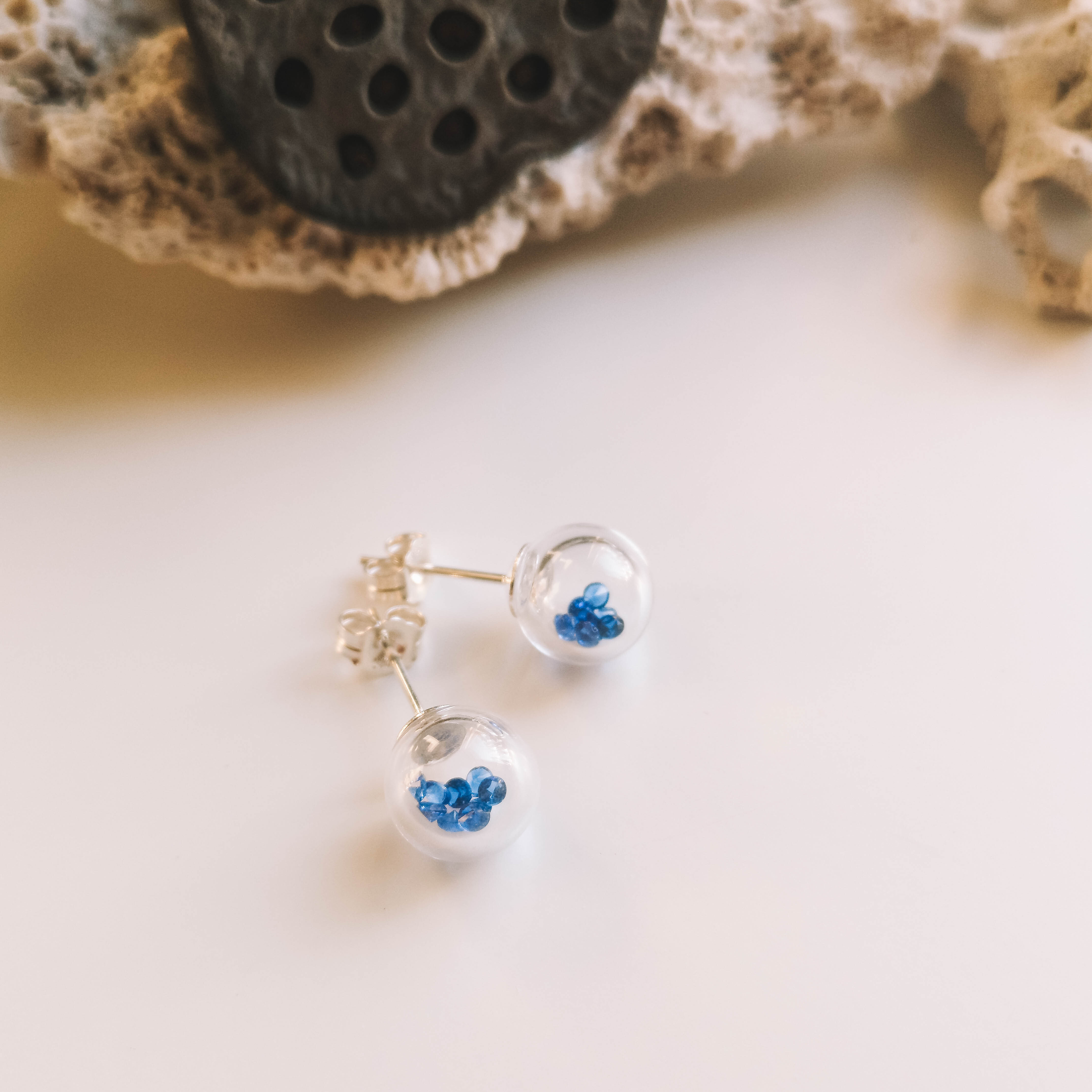 Glass with CZ earrings