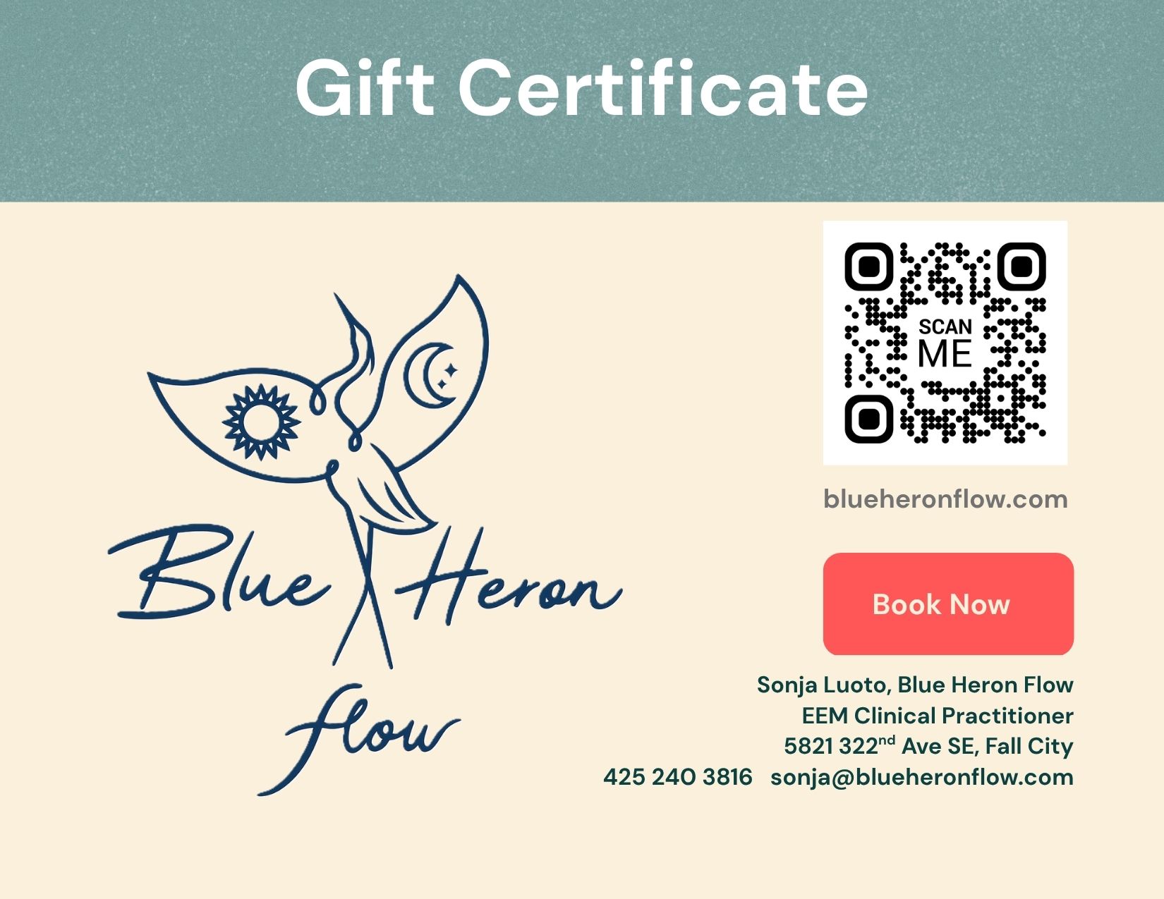 Blue Heron Flow Gift Certificate