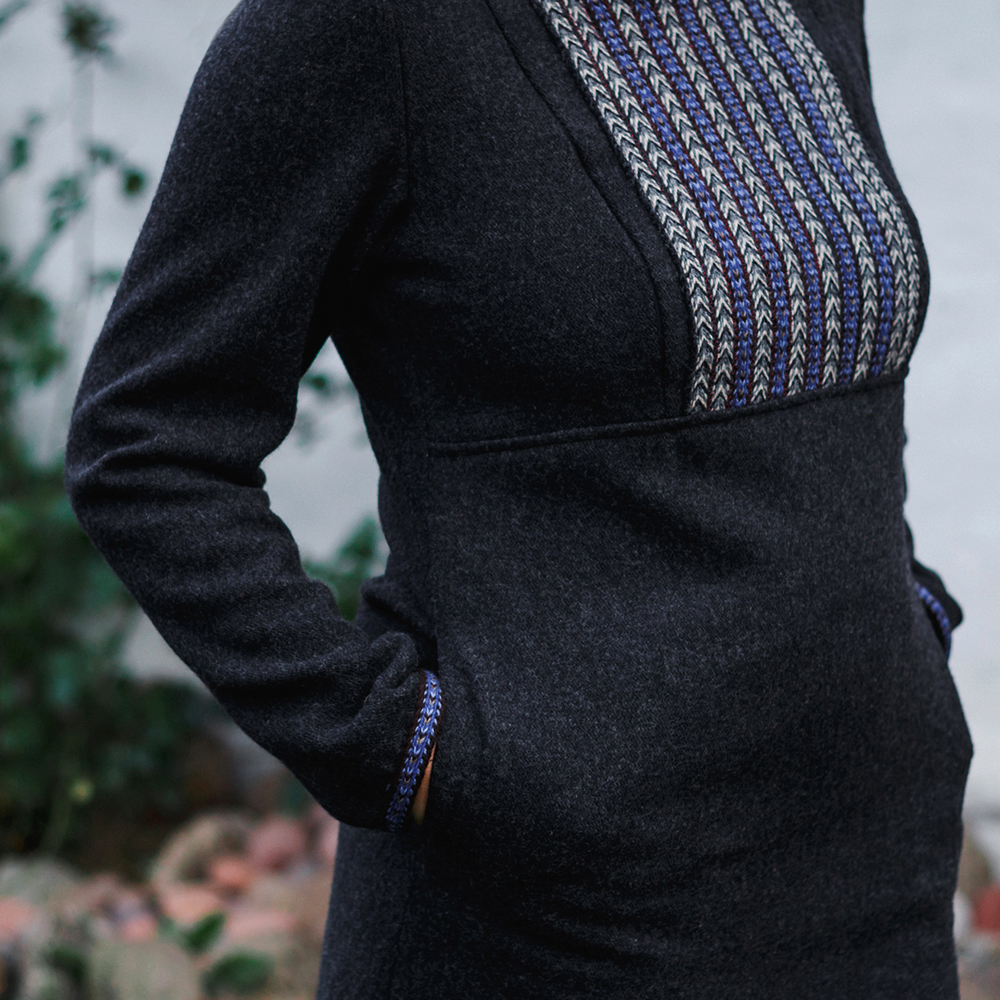 Wool dress with a hood