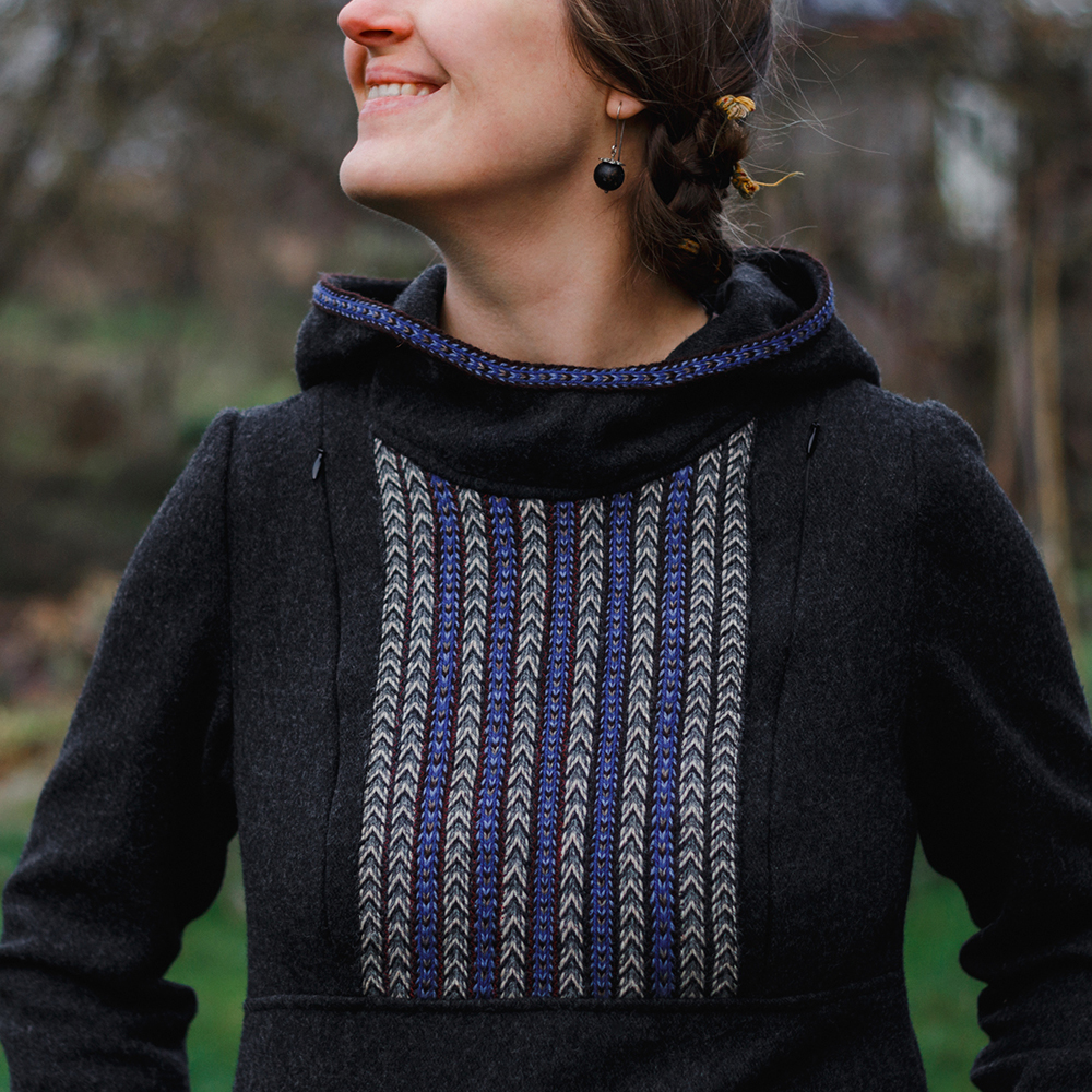 Wool dress with a hood