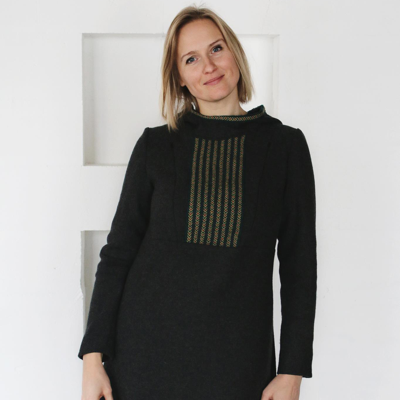 Mid-length wool dress