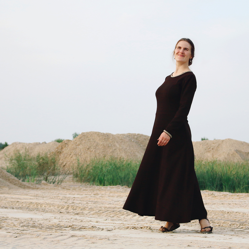 Women's long wool dress