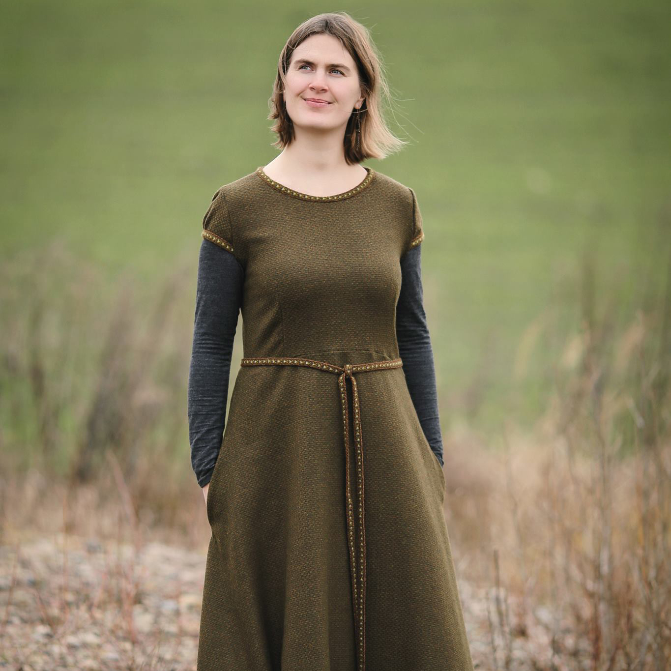 Sleeveless, long wool dress