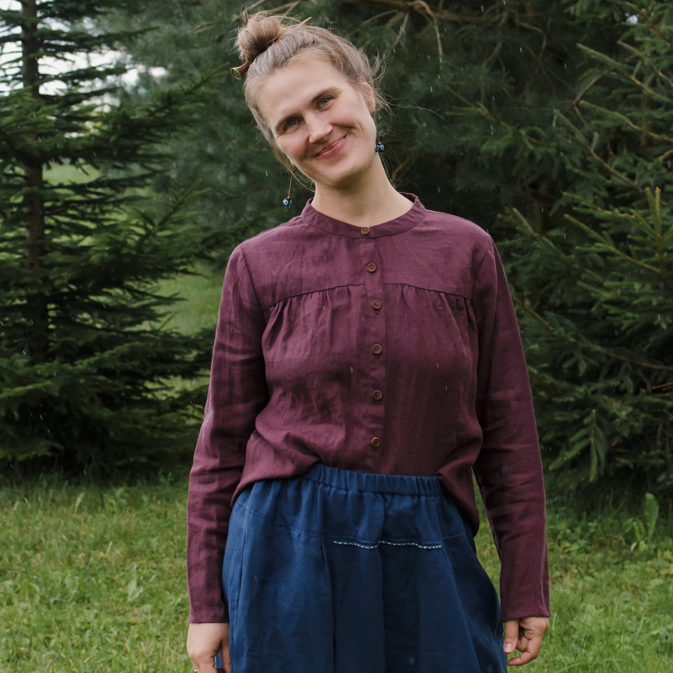 Linen Shirt with Wooden Buttons