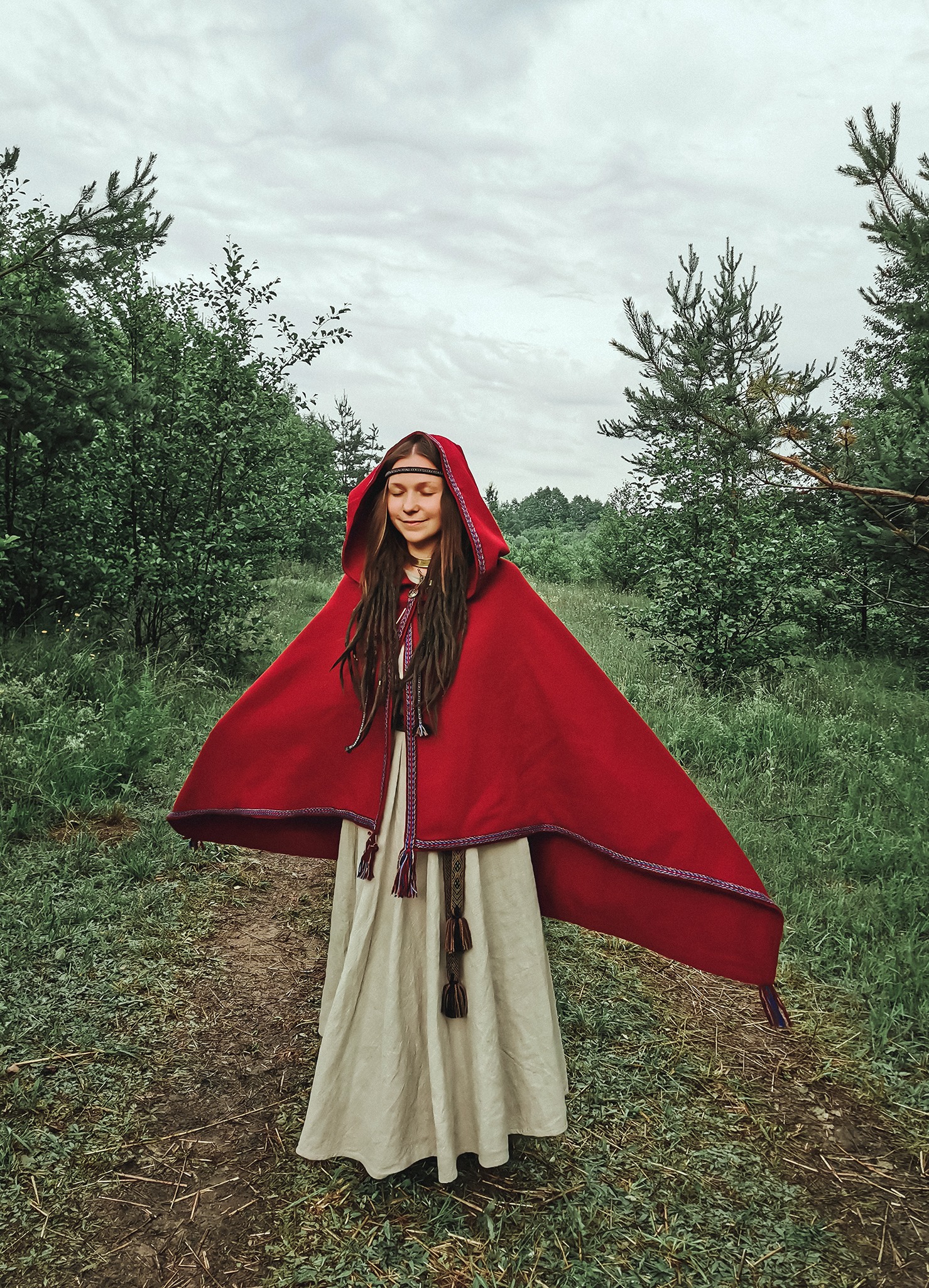 Wool Cloak with a Large Hood