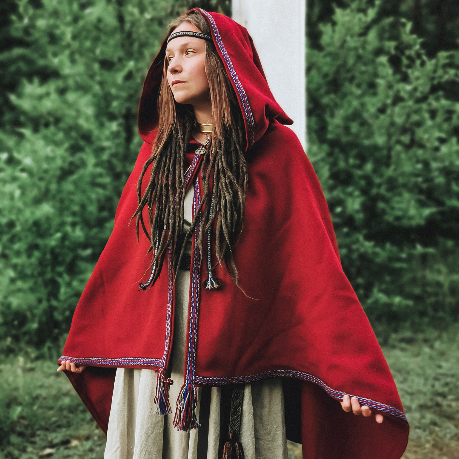 Wool Cloak with a Large Hood